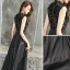 Abordable Noire Robe De Soirée 2019 Princesse V-Cou Sans Manches Ceinture Glitter Paillettes Longue Volants Robe De Ceremonie