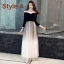 Vintage / Retro Black Gradient-Color See-through Evening Dresses  2019 A-Line / Princess High Neck 3/4 Sleeve Metal Sash Floor-Length / Long Ruffle Formal Dresses