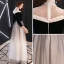 Vintage / Retro Black Gradient-Color See-through Evening Dresses  2019 A-Line / Princess High Neck 3/4 Sleeve Metal Sash Floor-Length / Long Ruffle Formal Dresses