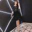 High Low Black Homecoming Graduation Dresses 2019 A-Line / Princess Scoop Neck 1/2 Sleeves Sequins Tassel Asymmetrical Ruffle Formal Dresses