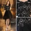 High Low Black Homecoming Graduation Dresses 2019 A-Line / Princess Scoop Neck 1/2 Sleeves Sequins Tassel Asymmetrical Ruffle Formal Dresses