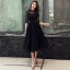 Vintage / Retro Black See-through Homecoming Graduation Dresses 2019 A-Line / Princess High Neck 1/2 Sleeves Bow Sash Tea-length Ruffle Formal Dresses