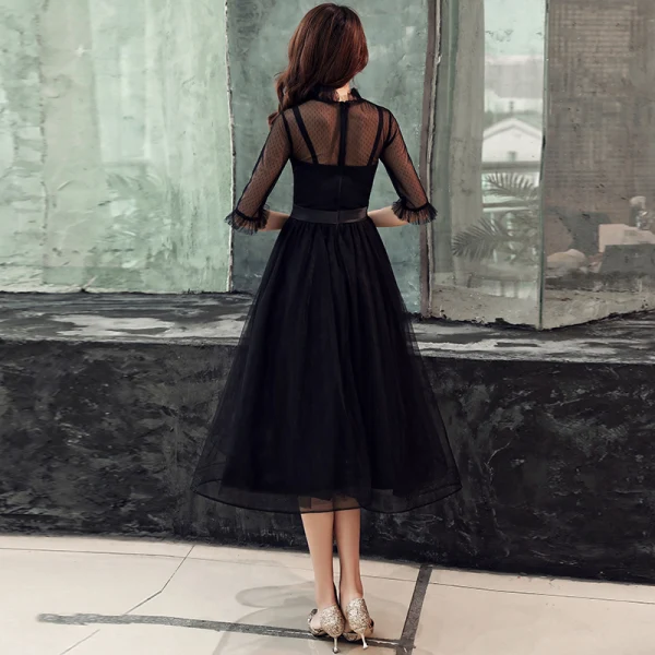 Vintage Retro Black See-through Homecoming Graduation Dresses 2019 A-Line Princess High