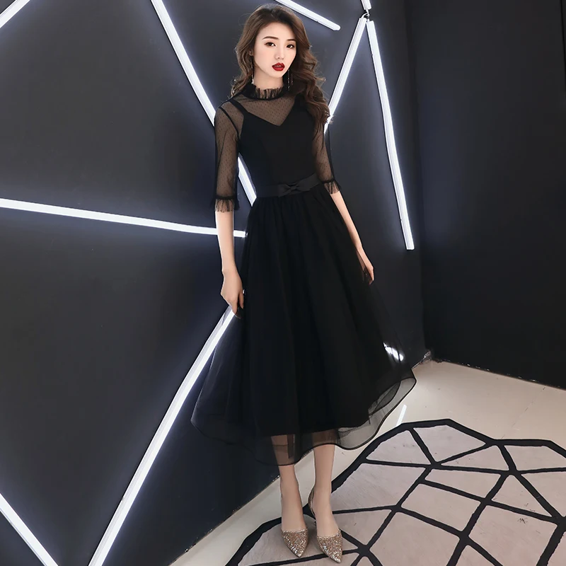 Vintage Retro Black See-Through Homecoming Graduation Dresses 2019 A-Line Princess High