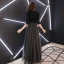 Chic / Beautiful Black Evening Dresses  2019 A-Line / Princess High Neck 1/2 Sleeves Glitter Sequins Floor-Length / Long Ruffle Formal Dresses