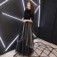 Chic / Beautiful Black Evening Dresses  2019 A-Line / Princess High Neck 1/2 Sleeves Glitter Sequins Floor-Length / Long Ruffle Formal Dresses