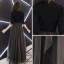 Chic / Beautiful Black Evening Dresses  2019 A-Line / Princess High Neck 1/2 Sleeves Glitter Sequins Floor-Length / Long Ruffle Formal Dresses