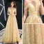Modern / Fashion Gold See-through Evening Dresses  2019 A-Line / Princess Scoop Neck Short Sleeve Glitter Tulle Sweep Train Ruffle Backless Formal Dresses
