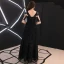 Chic / Belle Noire Transparentes Robe De Soirée 2019 Princesse Encolure Carrée 1/2 Manches Glitter Paillettes Longue Volants Dos Nu Robe De Ceremonie