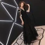 Chic / Belle Noire Transparentes Robe De Soirée 2019 Princesse Encolure Carrée 1/2 Manches Glitter Paillettes Longue Volants Dos Nu Robe De Ceremonie