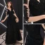 Chic / Belle Noire Transparentes Robe De Soirée 2019 Princesse Encolure Carrée 1/2 Manches Glitter Paillettes Longue Volants Dos Nu Robe De Ceremonie
