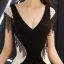 Sexy Noire Transparentes Robe De Soirée 2019 Trompette / Sirène V-Cou Mancherons Perlage Gland Fendue devant Longue Dos Nu Robe De Ceremonie