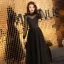 2 Pièces Noire Robe De Soirée 2019 Princesse Col Haut Manches Longues Transparentes Tachetée Tulle Glitter Paillettes Ceinture Longue Volants