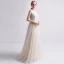 Vintage / Retro Champagne Wedding Dresses 2019 A-Line / Princess High Neck Sleeveless Appliques Lace Sweep Train Ruffle