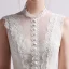Vintage / Retro Champagne Wedding Dresses 2019 A-Line / Princess High Neck Sleeveless Appliques Lace Sweep Train Ruffle