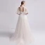 Simple Champagne Transparentes Robe De Mariée 2019 Princesse Encolure Dégagée Manches de cloche Dos Nu Appliques En Dentelle Perle Train De Balayage Volants