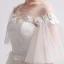 Simple Champagne Transparentes Robe De Mariée 2019 Princesse Encolure Dégagée Manches de cloche Dos Nu Appliques En Dentelle Perle Train De Balayage Volants