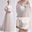 Simple Champagne Transparentes Robe De Mariée 2019 Princesse Encolure Dégagée Manches de cloche Dos Nu Appliques En Dentelle Perle Train De Balayage Volants
