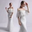 Schlicht Ivory / Creme Spitze Brautkleider / Hochzeitskleider 2019 Meerjungfrau Off Shoulder 1/2 Ärmel Rückenfreies Sweep / Pinsel Zug Rüschen