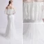 Schlicht Ivory / Creme Spitze Brautkleider / Hochzeitskleider 2019 Meerjungfrau Off Shoulder 1/2 Ärmel Rückenfreies Sweep / Pinsel Zug Rüschen