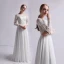 Moderne / Mode Ivoire Chiffon Transparentes Robe De Mariée 2019 Gaine / Ajustement Encolure Carrée Gonflée Manches Longues Train De Balayage Volants