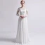 Moderne / Mode Ivoire Chiffon Transparentes Robe De Mariée 2019 Gaine / Ajustement Encolure Carrée Gonflée Manches Longues Train De Balayage Volants