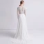 Moderne / Mode Ivoire Chiffon Transparentes Robe De Mariée 2019 Gaine / Ajustement Encolure Carrée Gonflée Manches Longues Train De Balayage Volants