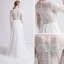 Moderne / Mode Ivoire Chiffon Transparentes Robe De Mariée 2019 Gaine / Ajustement Encolure Carrée Gonflée Manches Longues Train De Balayage Volants
