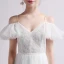 Elegant Ivory Beach Wedding Dresses 2019 A-Line / Princess Spaghetti Straps Short Sleeve Backless Appliques Lace Floor-Length / Long Ruffle