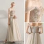 Élégant Champagne Robe De Soirée 2019 Princesse De l'épaule Manches Courtes Perlage Ceinture Longue Volants Dos Nu Robe De Ceremonie