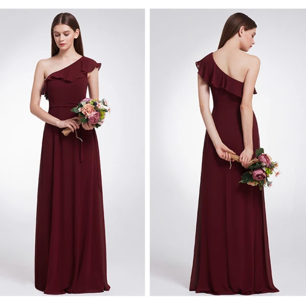 Schlicht Lavendel Chiffon Brautjungfernkleider 2019 A Linie One-Shoulder Ärmellos Stoffgürtel Lange Rüschen Rückenfreies Kleider Für Hochzeit