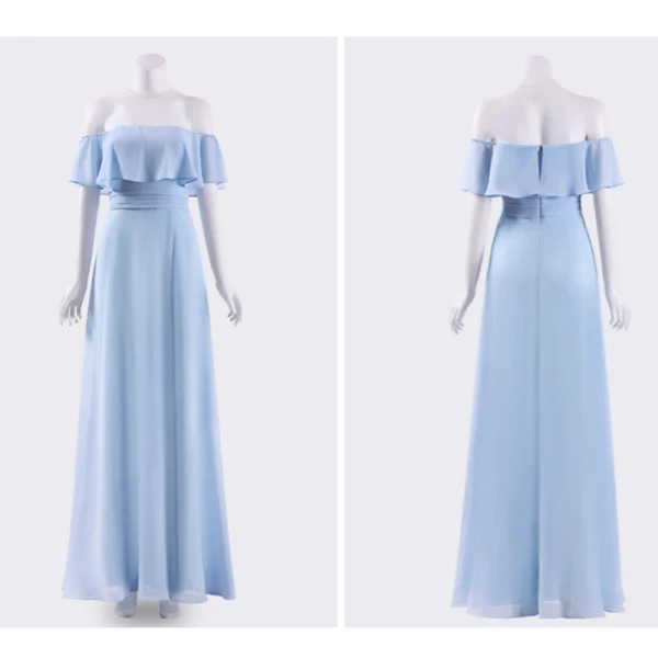 Schlicht Lavendel Chiffon Brautjungfernkleider 2019 A Linie Off Shoulder Kurze Ärmel Gespaltete Front Lange Rüschen Rückenfreies Kleider Für Hochzeit