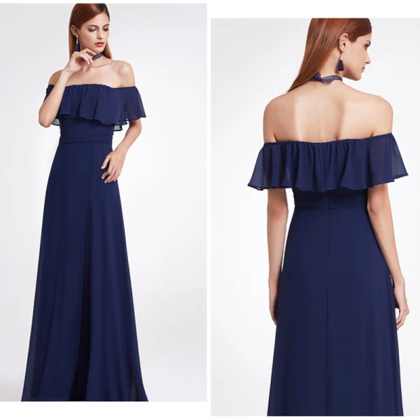 Schlicht Lavendel Chiffon Brautjungfernkleider 2019 A Linie Off Shoulder Kurze Ärmel Gespaltete Front Lange Rüschen Rückenfreies Kleider Für Hochzeit
