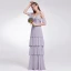 Enkel Lavendel Chiffon Brudepigekjoler 2019 Prinsesse Spaghetti Straps Kort Ærme Lange Cascading Flæser Halterneck Kjoler Til Bryllup