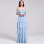 Enkel Lavendel Chiffon Brudepigekjoler 2019 Prinsesse Spaghetti Straps Kort Ærme Lange Cascading Flæser Halterneck Kjoler Til Bryllup