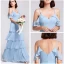Enkel Lavendel Chiffon Brudepigekjoler 2019 Prinsesse Spaghetti Straps Kort Ærme Lange Cascading Flæser Halterneck Kjoler Til Bryllup