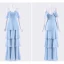 Enkel Lavendel Chiffon Brudepigekjoler 2019 Prinsesse Spaghetti Straps Kort Ærme Lange Cascading Flæser Halterneck Kjoler Til Bryllup