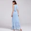 2 Piece Sky Blue Chiffon Bridesmaid Dresses 2019 A-Line / Princess Scoop Neck Sleeveless Floor-Length / Long Cascading Ruffles Backless Wedding Party Dresses