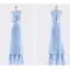 2 Piece Sky Blue Chiffon Bridesmaid Dresses 2019 A-Line / Princess Scoop Neck Sleeveless Floor-Length / Long Cascading Ruffles Backless Wedding Party Dresses