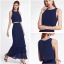 2 Piece Sky Blue Chiffon Bridesmaid Dresses 2019 A-Line / Princess Scoop Neck Sleeveless Floor-Length / Long Cascading Ruffles Backless Wedding Party Dresses