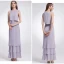 2 Piece Sky Blue Chiffon Bridesmaid Dresses 2019 A-Line / Princess Scoop Neck Sleeveless Floor-Length / Long Cascading Ruffles Backless Wedding Party Dresses