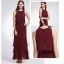2 Piece Sky Blue Chiffon Bridesmaid Dresses 2019 A-Line / Princess Scoop Neck Sleeveless Floor-Length / Long Cascading Ruffles Backless Wedding Party Dresses