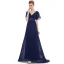 Simple Ivoire Chiffon Robe Demoiselle D'honneur 2019 Empire V-Cou Manches Courtes Ceinture Train De Balayage Volants Dos Nu Robe Pour Mariage