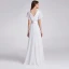 Simple Ivoire Chiffon Robe Demoiselle D'honneur 2019 Empire V-Cou Manches Courtes Ceinture Train De Balayage Volants Dos Nu Robe Pour Mariage