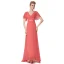 Simple Ivoire Chiffon Robe Demoiselle D'honneur 2019 Empire V-Cou Manches Courtes Ceinture Train De Balayage Volants Dos Nu Robe Pour Mariage