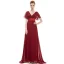 Simple Ivoire Chiffon Robe Demoiselle D'honneur 2019 Empire V-Cou Manches Courtes Ceinture Train De Balayage Volants Dos Nu Robe Pour Mariage