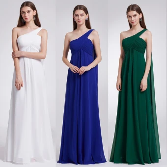 Modest Simple Chiffon Bridesmaid Dresses 2019 Empire One Shoulder Sleeveless Floor Length Long Ruffle Backless Wedding Party Dresses