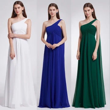 Modest Simple Chiffon Bridesmaid Dresses 2019 Empire One Shoulder Sleeveless Floor Length Long Ruffle Backless Wedding Party Dresses