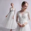 Charming Ivory Outdoor / Garden Wedding Dresses 2019 A-Line / Princess Scoop Neck Long Sleeve See-through Appliques Lace Ankle Length Ruffle