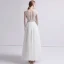 Charming Ivory Outdoor / Garden Wedding Dresses 2019 A-Line / Princess Scoop Neck Long Sleeve See-through Appliques Lace Ankle Length Ruffle